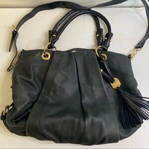 Vince Camuto pebbled black satchel bag genuine leather